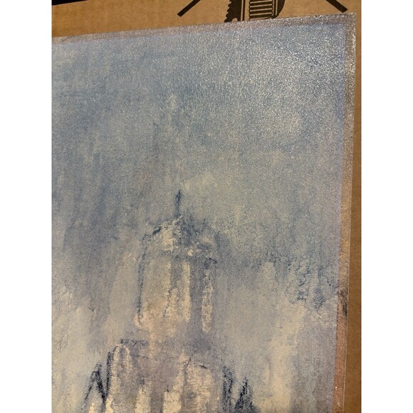 Vintage Mid Century City Street Scene Painting 1950’s Urban Skyline Signed 12x36 - Picture 2 of 6